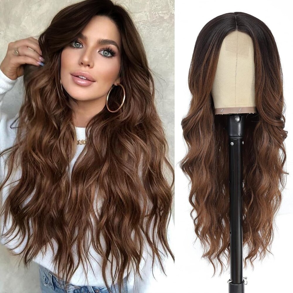 Long Wavy Brown Hair Wig Back Length